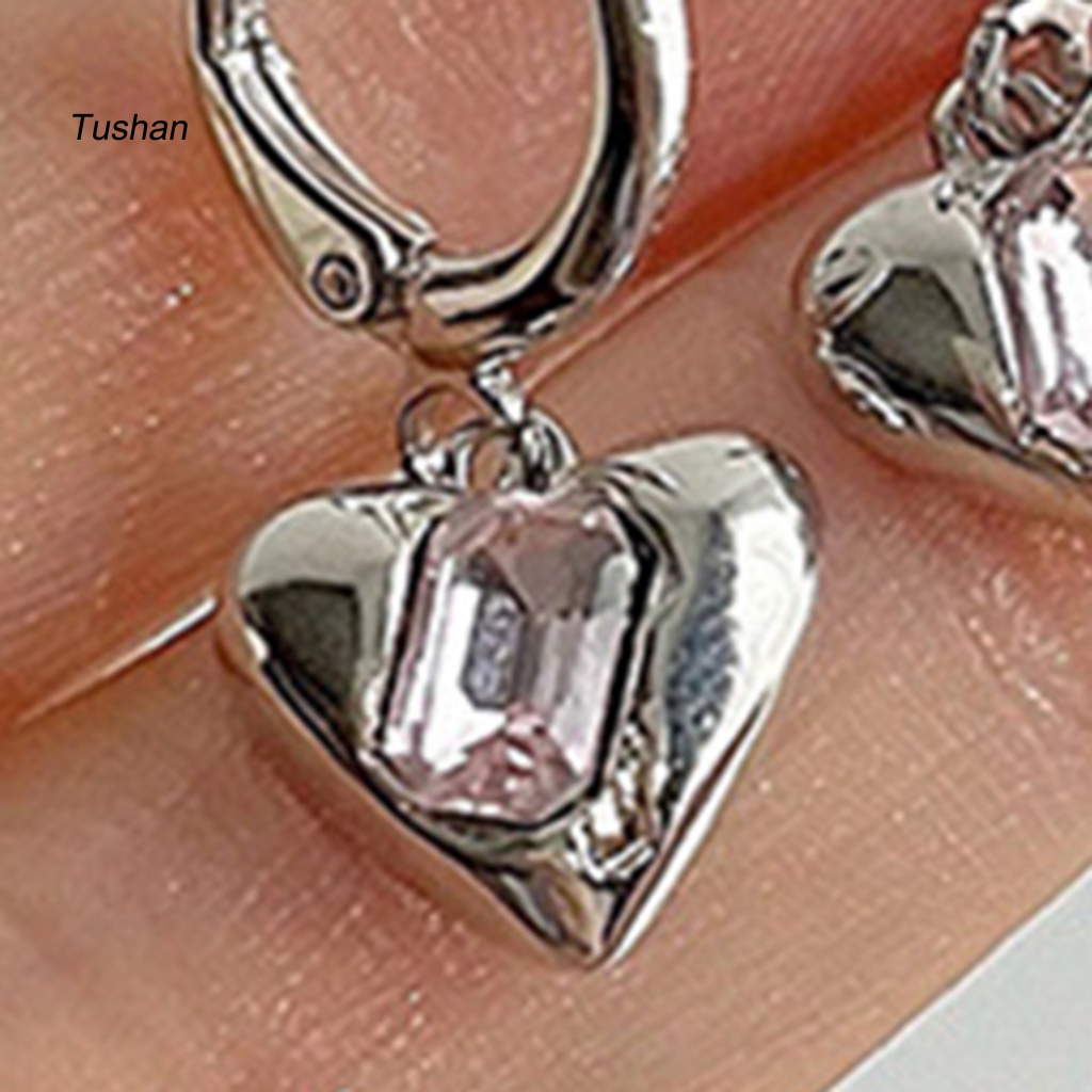 1 Đôi Bông Tai Hình Trái Tim Chống Oxy Hóa Không Phai Màu Thời Trang Cho Nữ