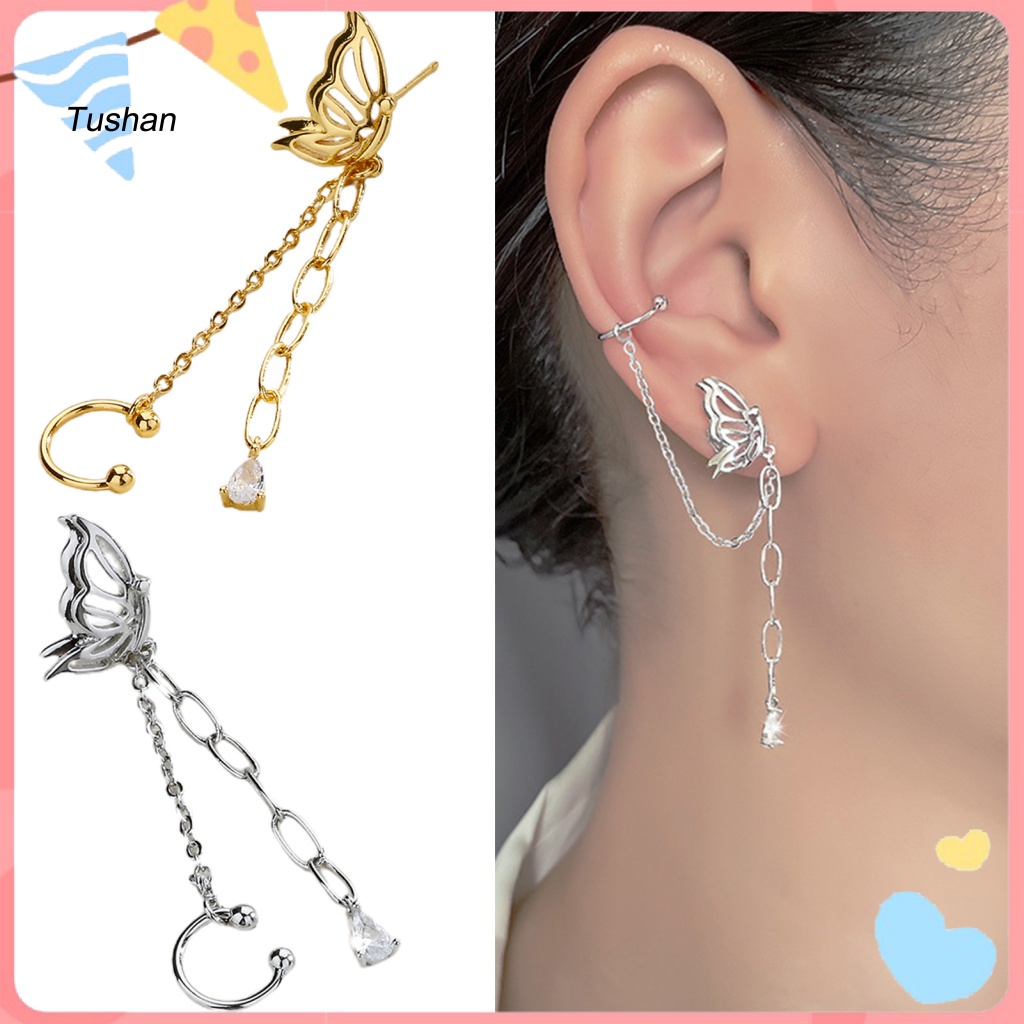1 Khuyên Tai Dáng Dài Không Đối Xứng Đính Đá Nhân Tạo Thời Trang