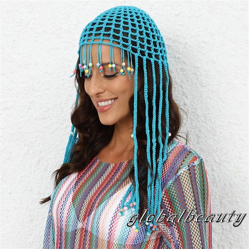 Mũ Beanie Đan Len Thủ Công Đính Hạt Thời Trang Cho Nữ