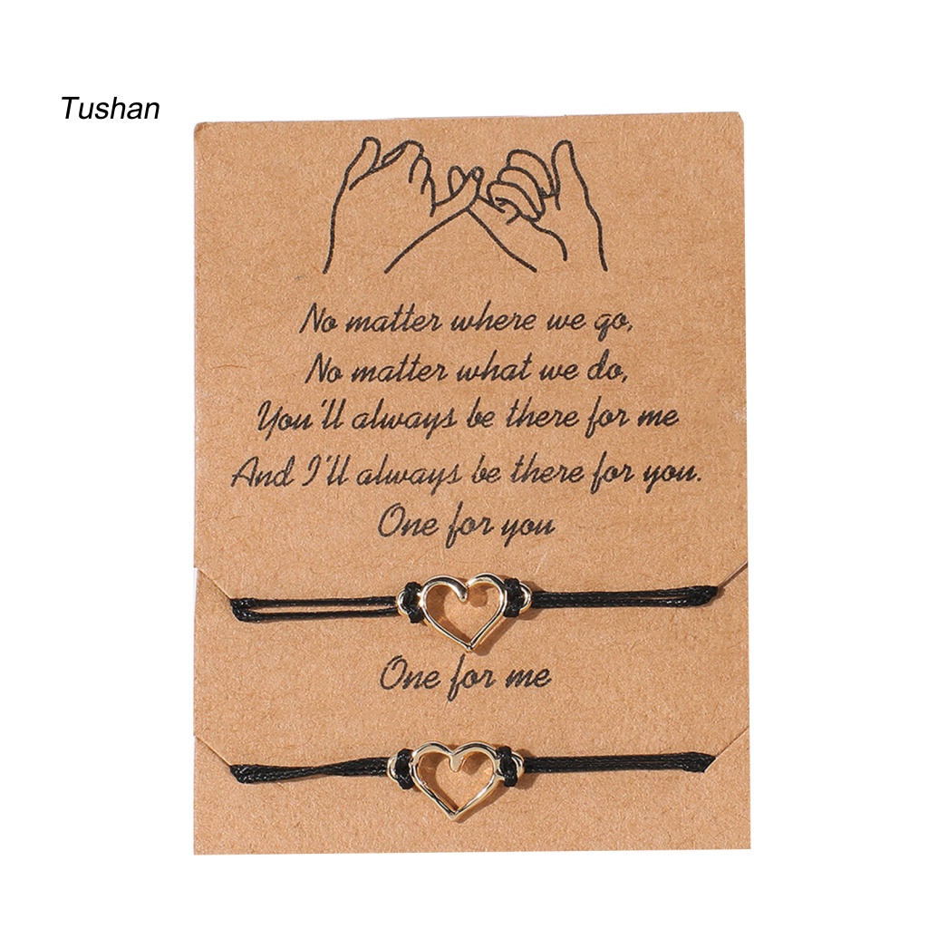2 Vòng Tay Tình Bạn Mặt Hình Trái Tim / Bướm Có Thể Điều Chỉnh Kích Cỡ