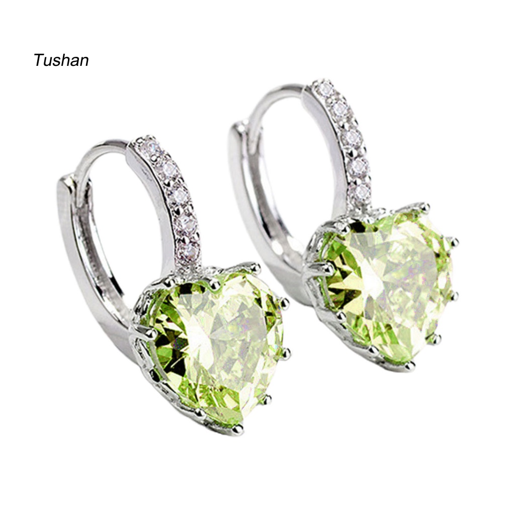 1 Đôi Bông Tai Hình Trái Tim Đính Đá Lấp Lánh Phong Cách Hàn Quốc Dành Cho Nữ