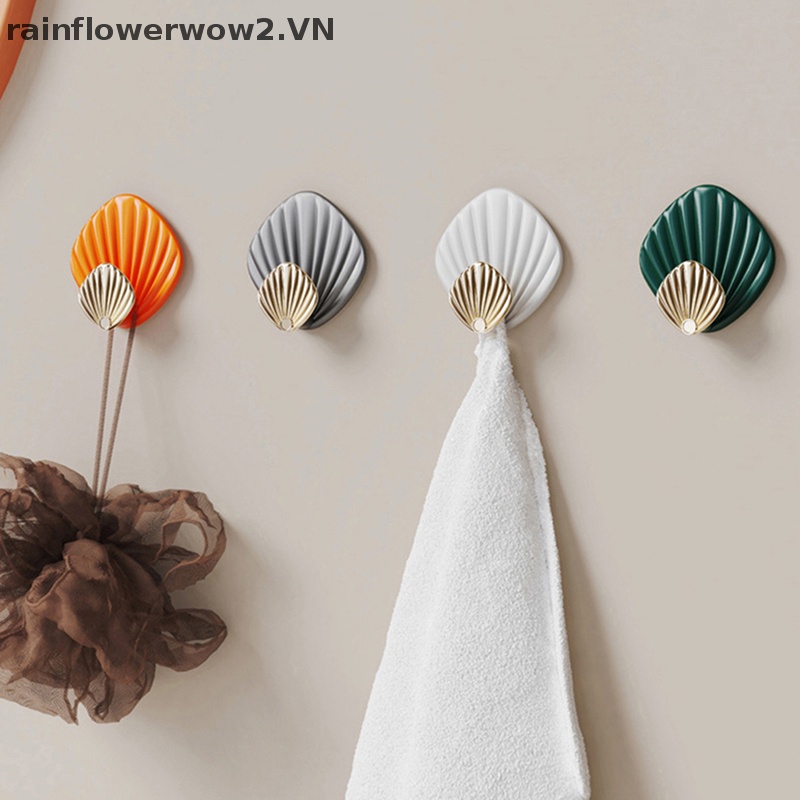 Set 4 Móc Treo Đồ Hình Vỏ Sò Dán Tường Không Cần Khoan Chắc Chắn