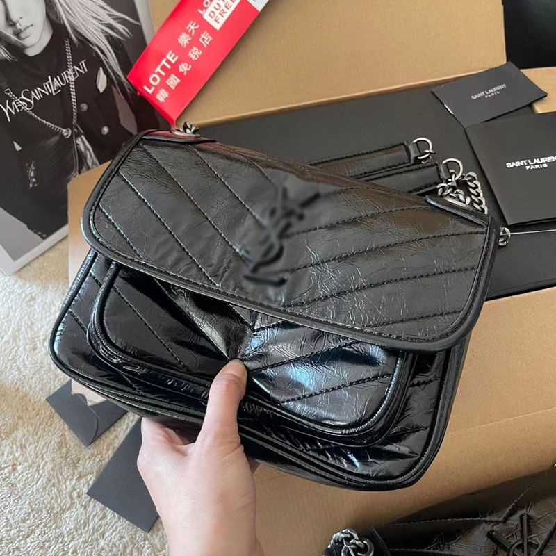 EAGC YSL Saint laurent 2023 bags women's new niki postman bag oil wax leather chain bag shoulder crossbody bag large capacity stray bag
