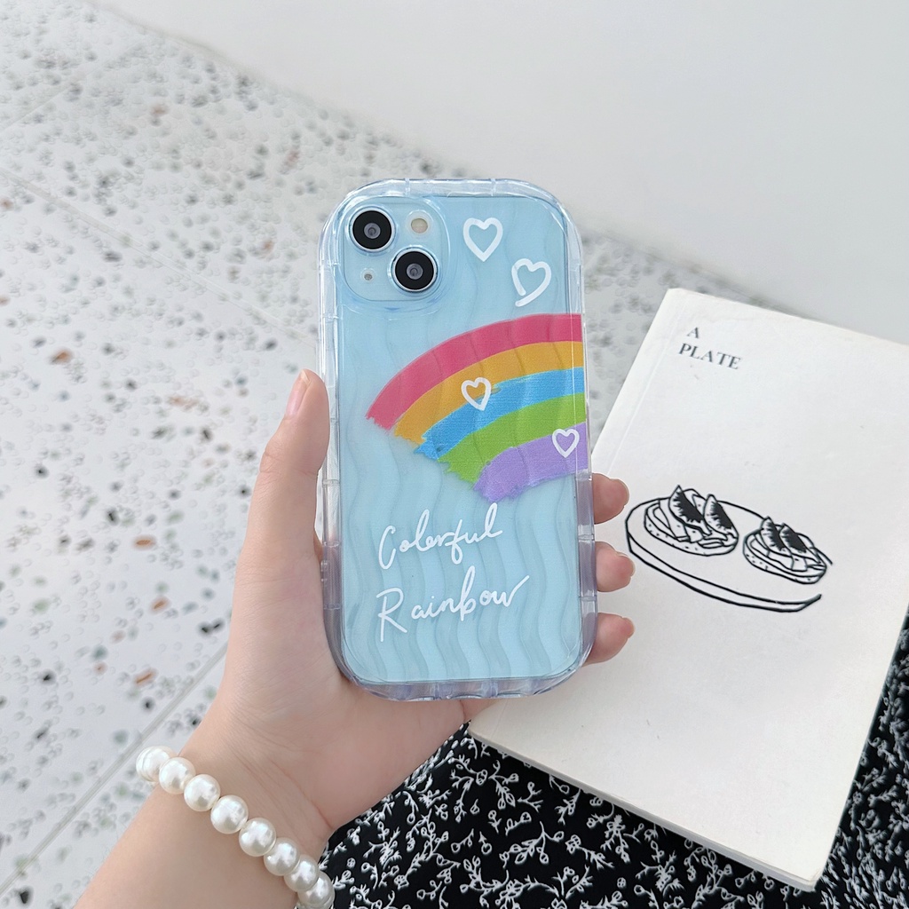 Ốp Điện Thoại TPU Mềm Trong Suốt Chống Rơi Hình Mặt Cười Và Cầu Vồng Cho iPhone 13 12 11 Pro Max 14 Plus