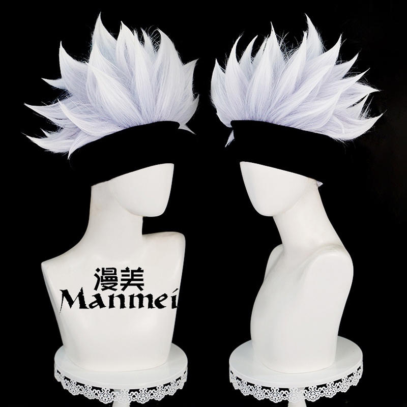 Anime Gojo Satoru Cosplay Jujutsu Kaisen Cosplay 32cm Christmas Silver Purple Wig Cosplay Anime Wigs Heat Resistant Synthetic Wigs