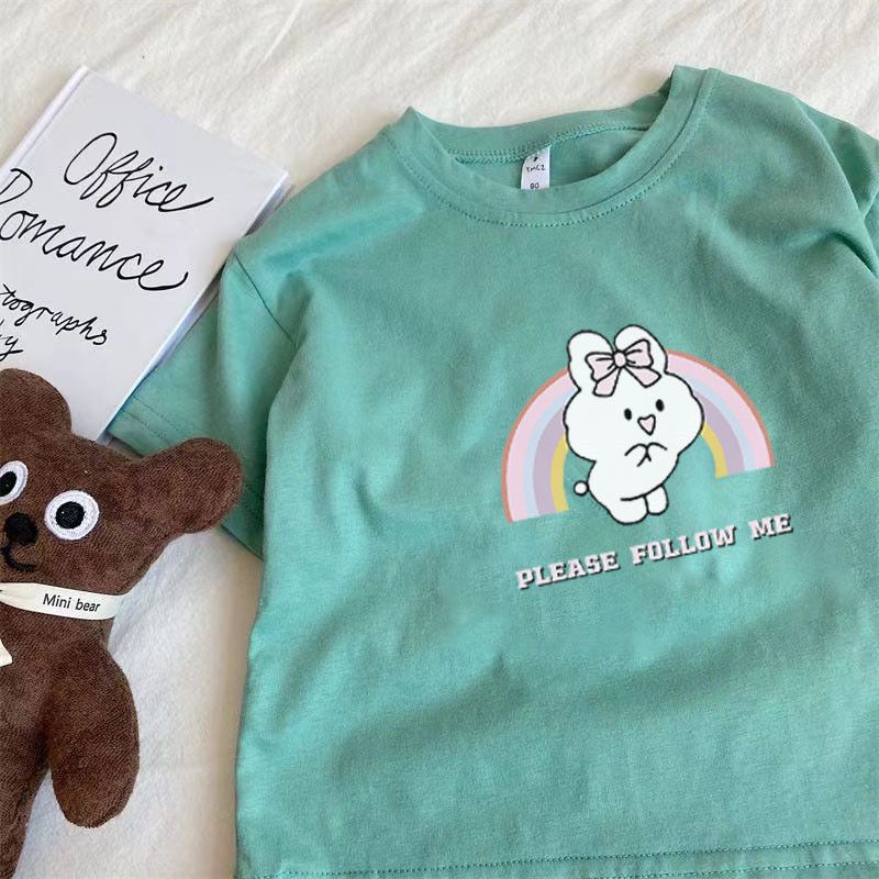 Áo Thun Tay Ngắn In Họa Tiết Hoạt Hình Phong Cách Hàn Quốc Thời Trang Xuân Hè 2023 Cho Bé Gái
