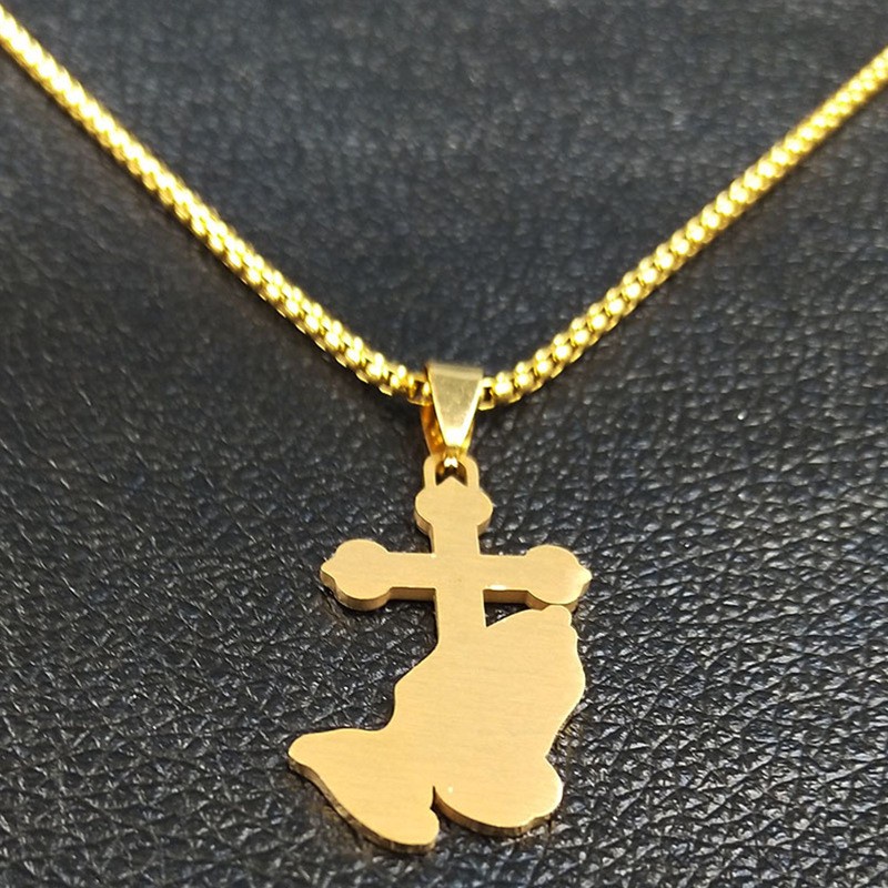 Vòng cổ Bằng Thép Không Gỉ Mặt Thánh Giá Thời Trang Cho Nam Và Nữ