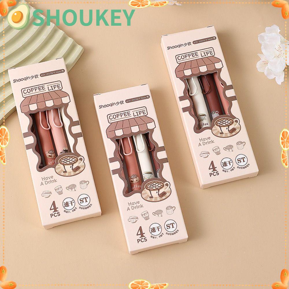 Set 4 Bút Bi Mực Đen Ngòi 0.5mm