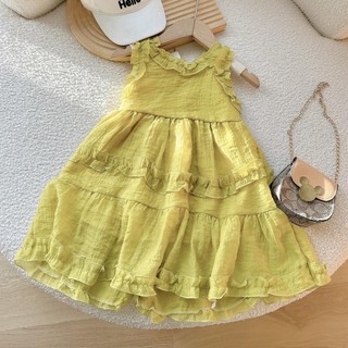 (8-18kg) Váy bé gái chất tơ nhăn mềm mát