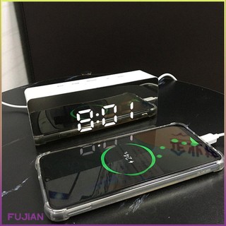 Led Temperature Display Digital Mirror Alarm Clock With Snooze Time Adjustable Brightness For Bedroom Office [B/1]