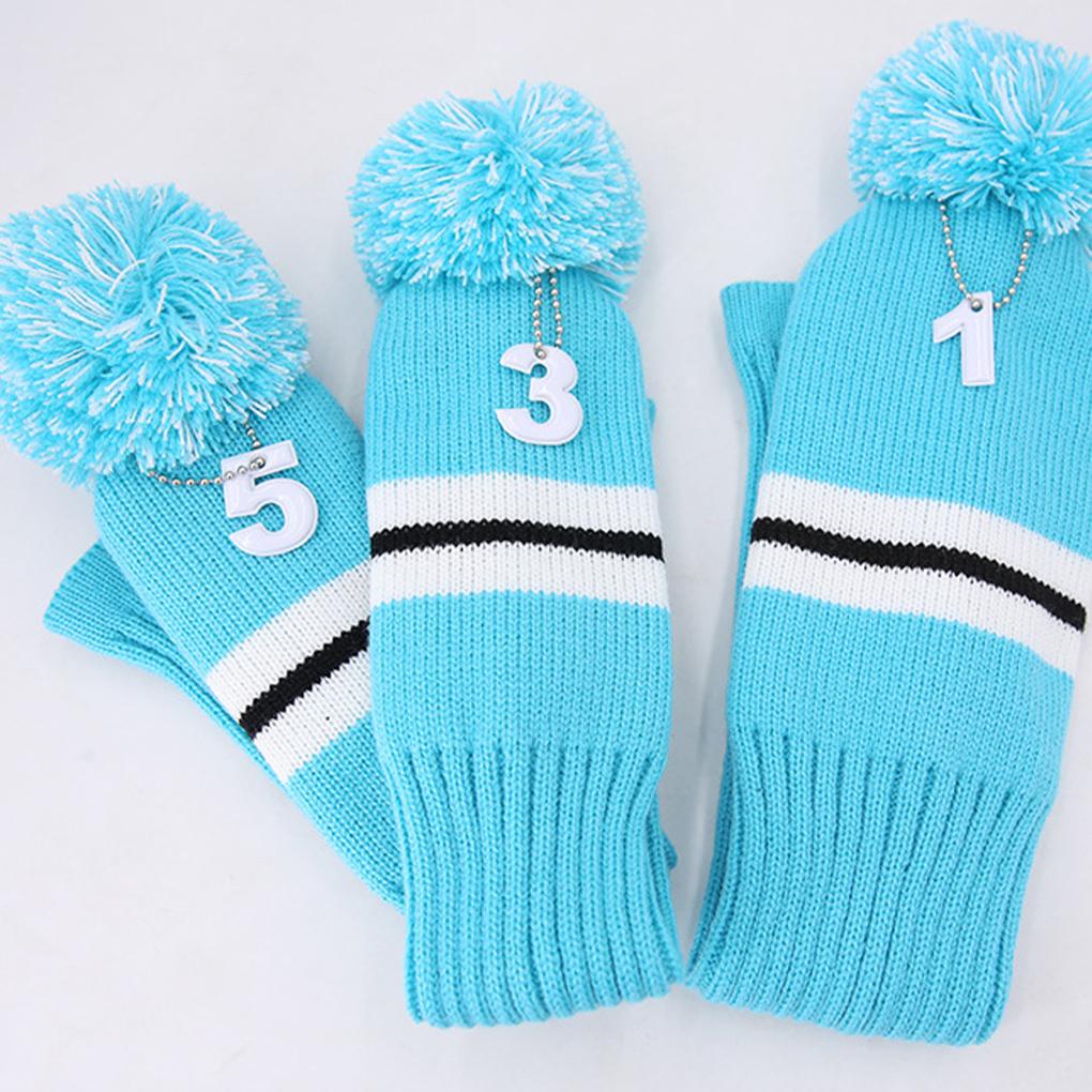 Set 3 Vỏ Bọc Đầu Gậy Đánh Golf Dệt Kim Có Thể Tái Sử Dụng