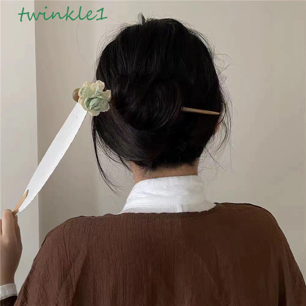 Trâm Cài Tóc Bằng Gỗ Đính Hoa Phong Cách Trung Quốc Thanh Lịch Cho Nữ