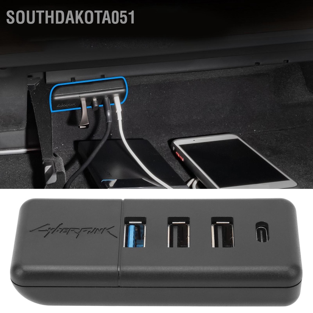 Southdakota051 Hub USB Xe Hơi Sạc Nhanh Truyền Dữ Liệu 4 Trong 1 Hộp Đựng Găng Tay Dock Thay Thế Cho Mẫu Tesla Model Y 3