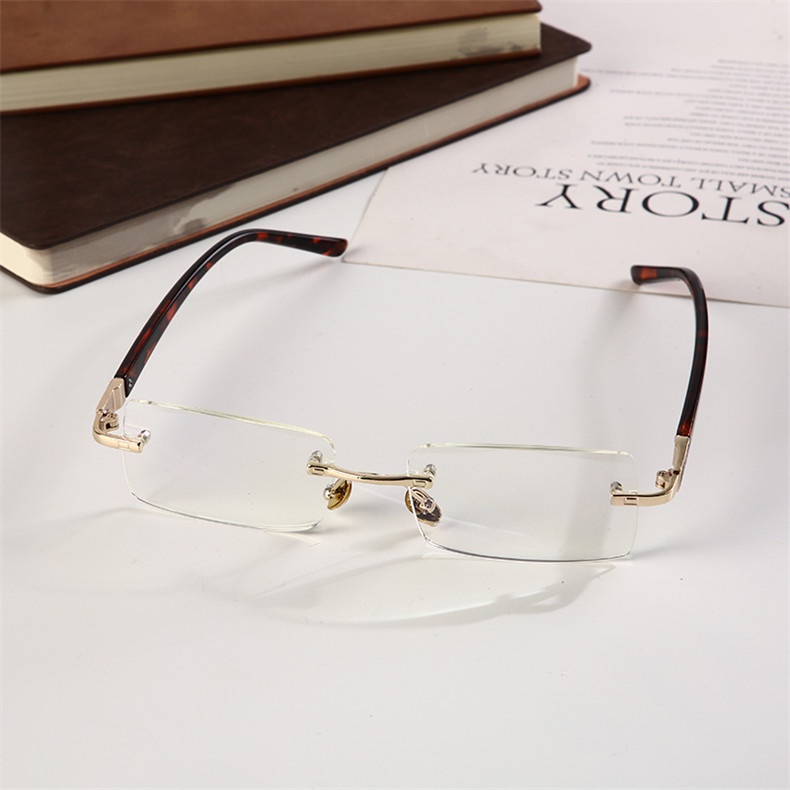 【+0°~+400°Mắt Kính Đọc Sách Chống Ánh Sáng Xanh Không Viền Mới Cho Nam