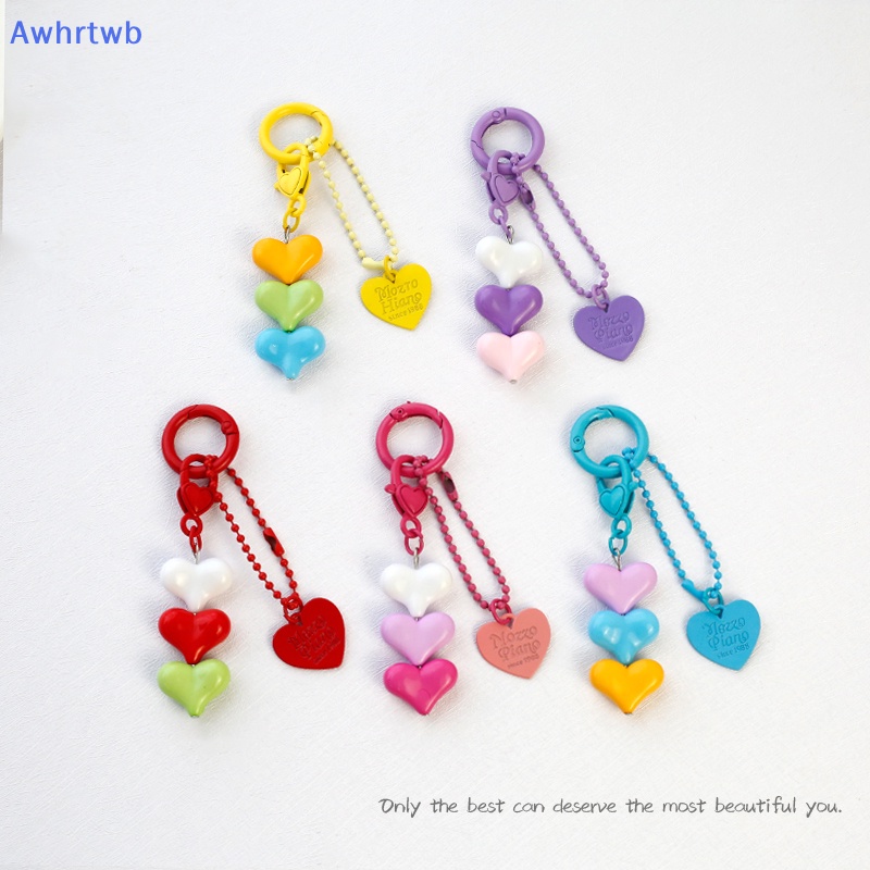 Móc Khóa Hình Trái Tim Màu Macaron Xinh Xắn Mới