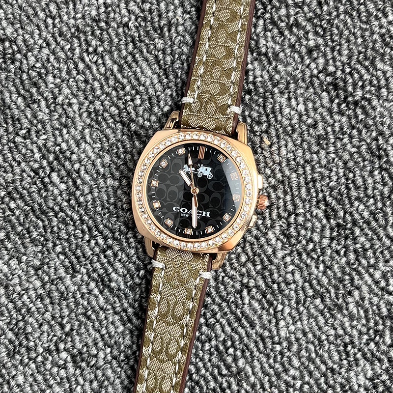 Đồng Hồ quartz Nữ Dây Da Màu Vàng rosegold Sang Trọng