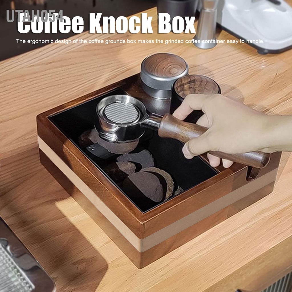 Utah054 Hộp Cà Phê Bằng Gỗ 4 Trong 1 Gõ Đựng Bã Cho Nhà Bếp Căng Tin Hàng Phương Tây Thanh