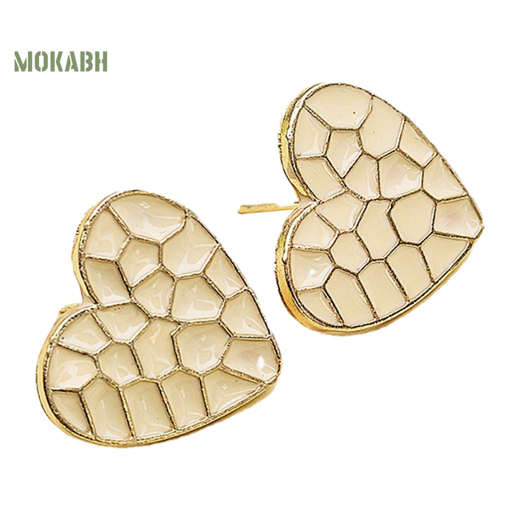 1 Đôi Bông Tai Hình Trái Tim Tráng Men Dành Cho Nữ