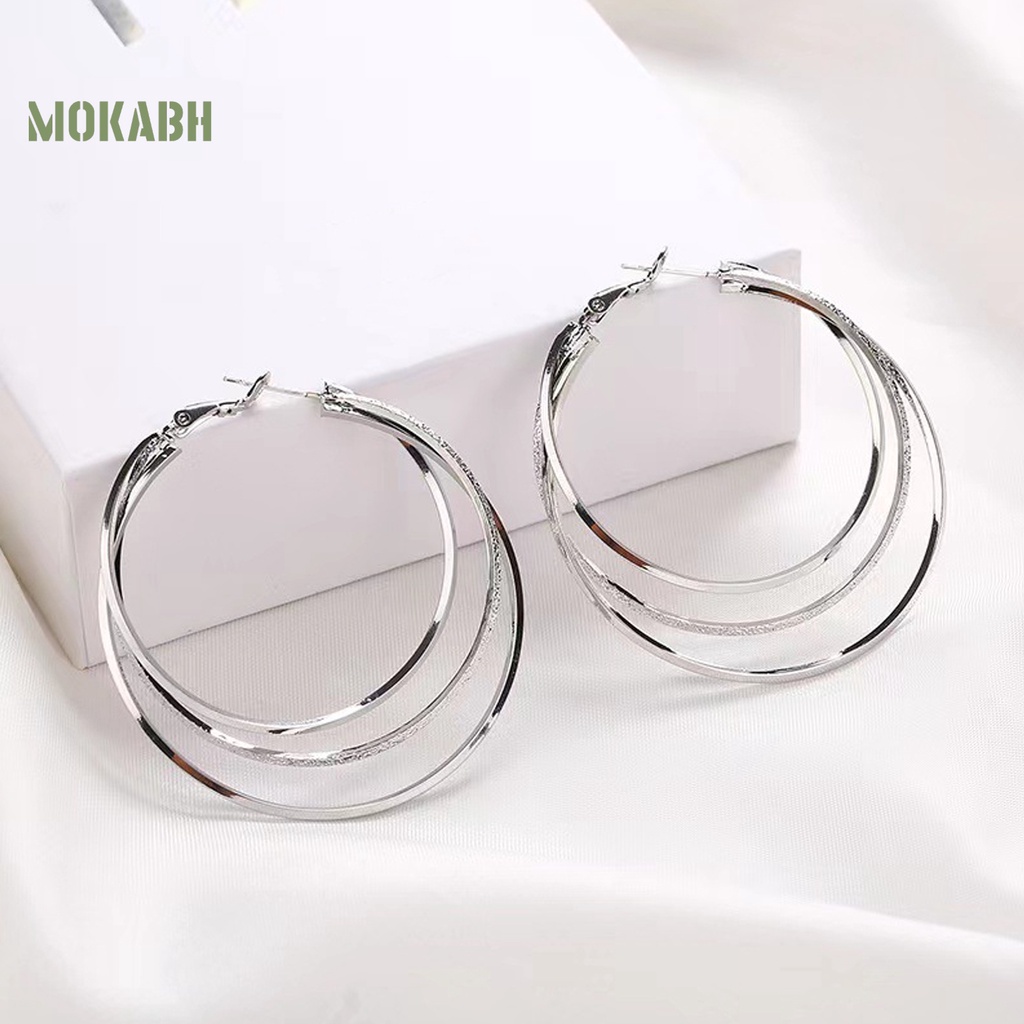 1 Đôi Bông Tai Hình Tròn Cỡ Lớn Nhiều Lớp Lấp Lánh Thời Trang Cho Nữ