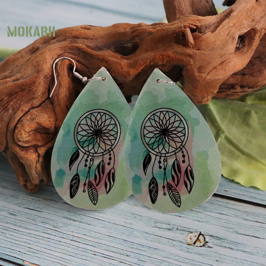 1 Đôi Bông Tai Hình Giọt Nước Nhuộm Giả Da Thời Trang