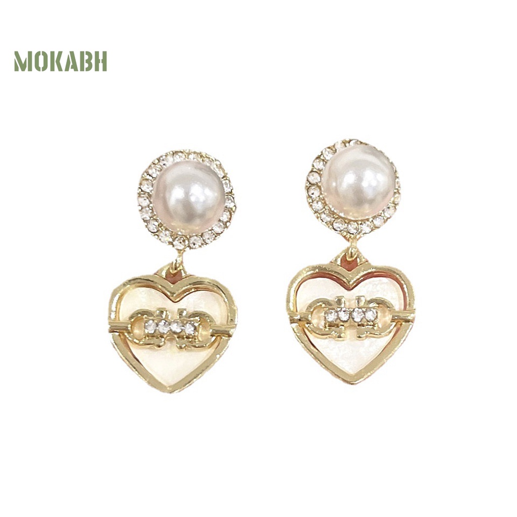 1 Đôi Bông Tai Hình Trái Tim Đính Đá Sang Trọng Dành Cho Nữ
