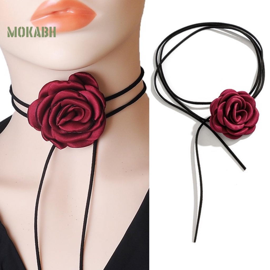 Vòng Cổ Choker Màu Trơn Họa Tiết Hoa Thanh Lịch Có Thể Điều Chỉnh Cho Nữ