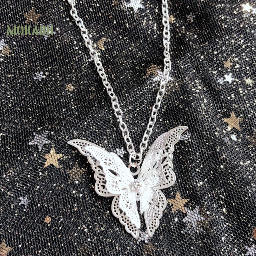 [Mới] Vòng cổ Mặt Hình Bướm Rỗng Phong Cách Cổ Điển Cho Nữ