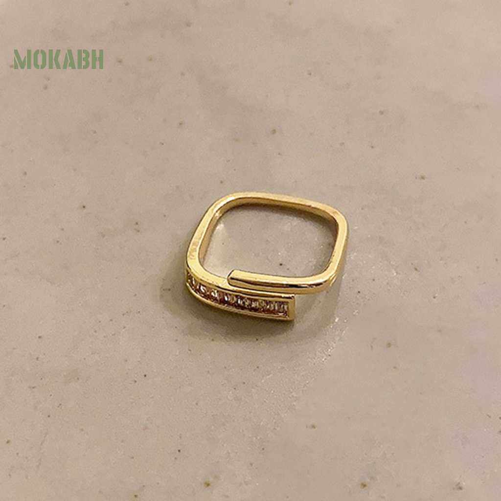 Nhẫn Đeo Tay Hai Lớp Bằng Đồng Sáng Bóng Phong Cách Hàn Quốc Cho Nữ