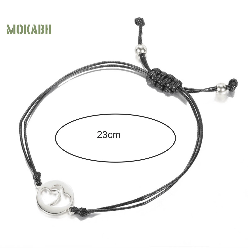 Set 2 / 3 / 4 Vòng Tay Dây Bện Mặt Trái Tim Điều Chỉnh Được