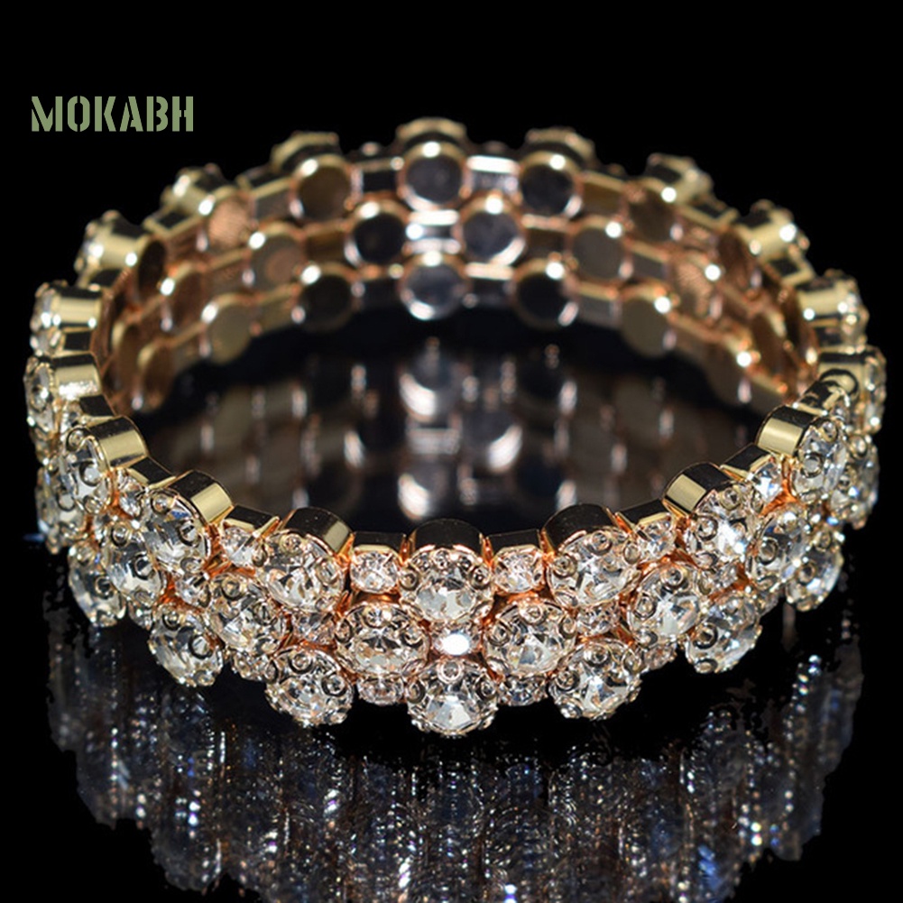 [Mok Abh] Vòng Tay Nhiều Hàng Đính Đá Zircon Sang Trọng Cho Nữ