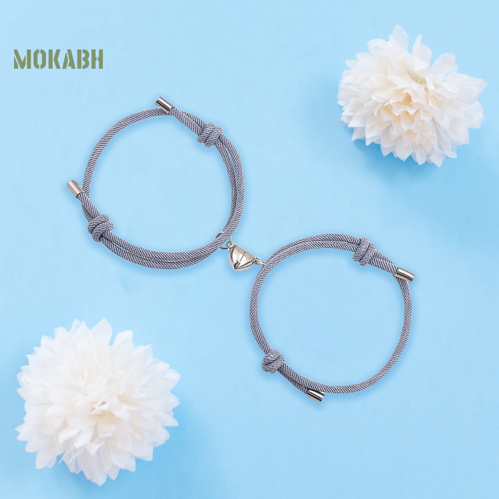 Bộ 2 Vòng Đeo Tay Bằng Hợp Kim Hấp Thụ ic Có Thể Điều Chỉnh Độ Dài Thời Trang