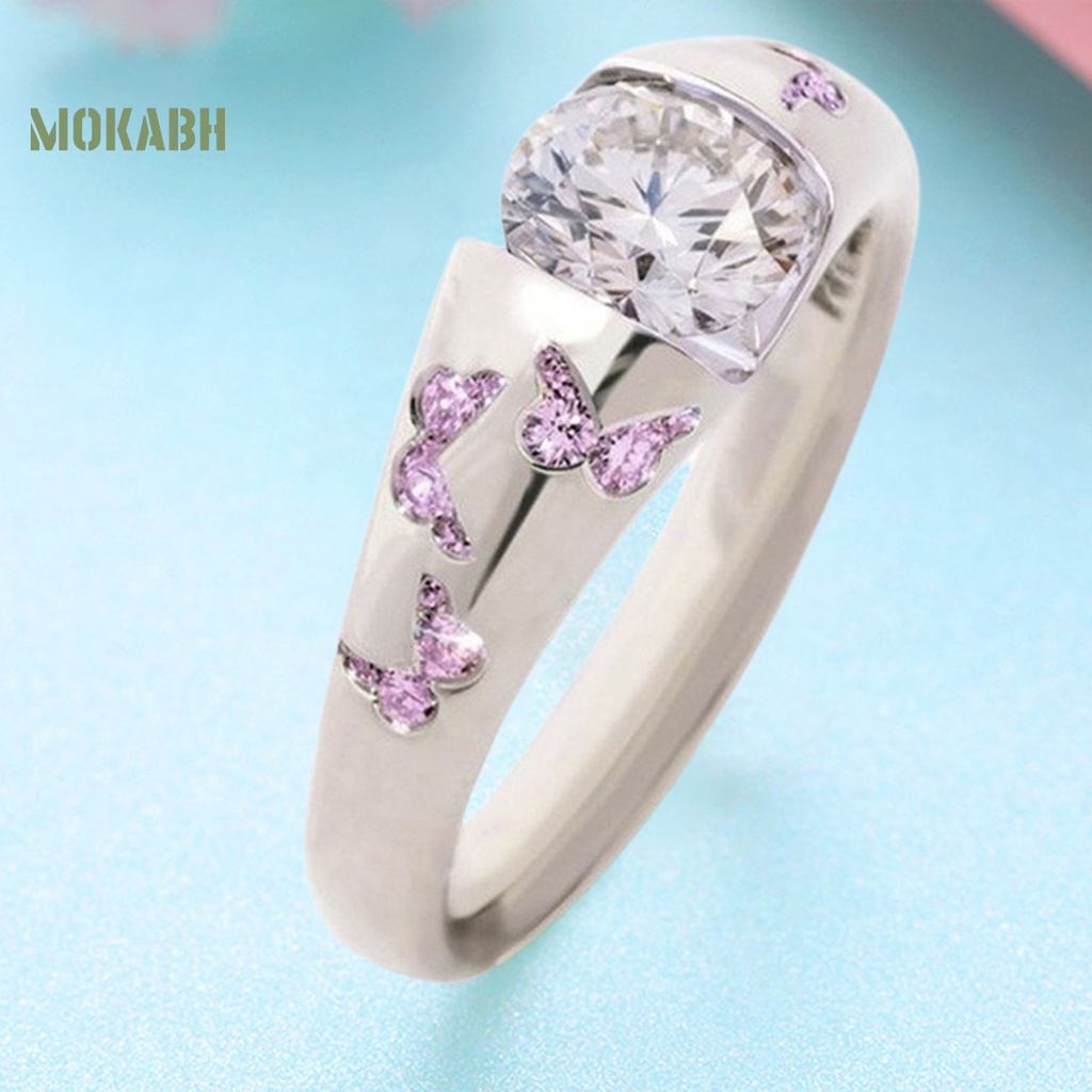 Nhẫn Hợp Kim Họa Tiết Bươm Bướm Đính Đá Zircon Thời Trang Cho Nữ