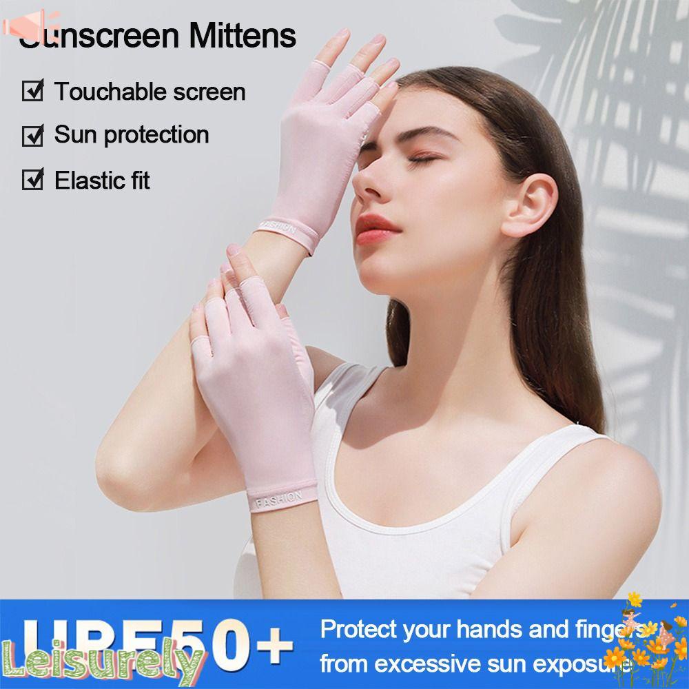 Găng Tay Hở Ngón Chống Nắng Không Trượt Thoáng Khí Cho Nữ