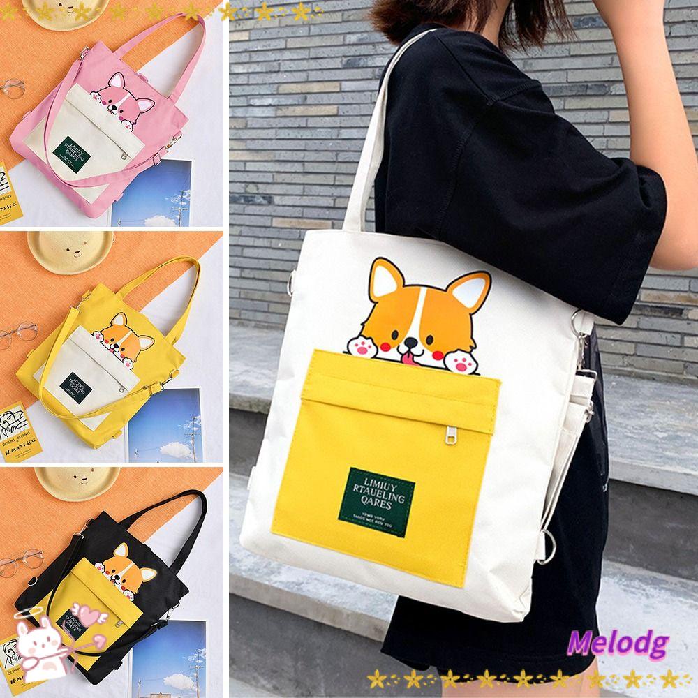MELODG Túi Tote Đeo Vai Vải Canvas Thời Trang Cho Nữ