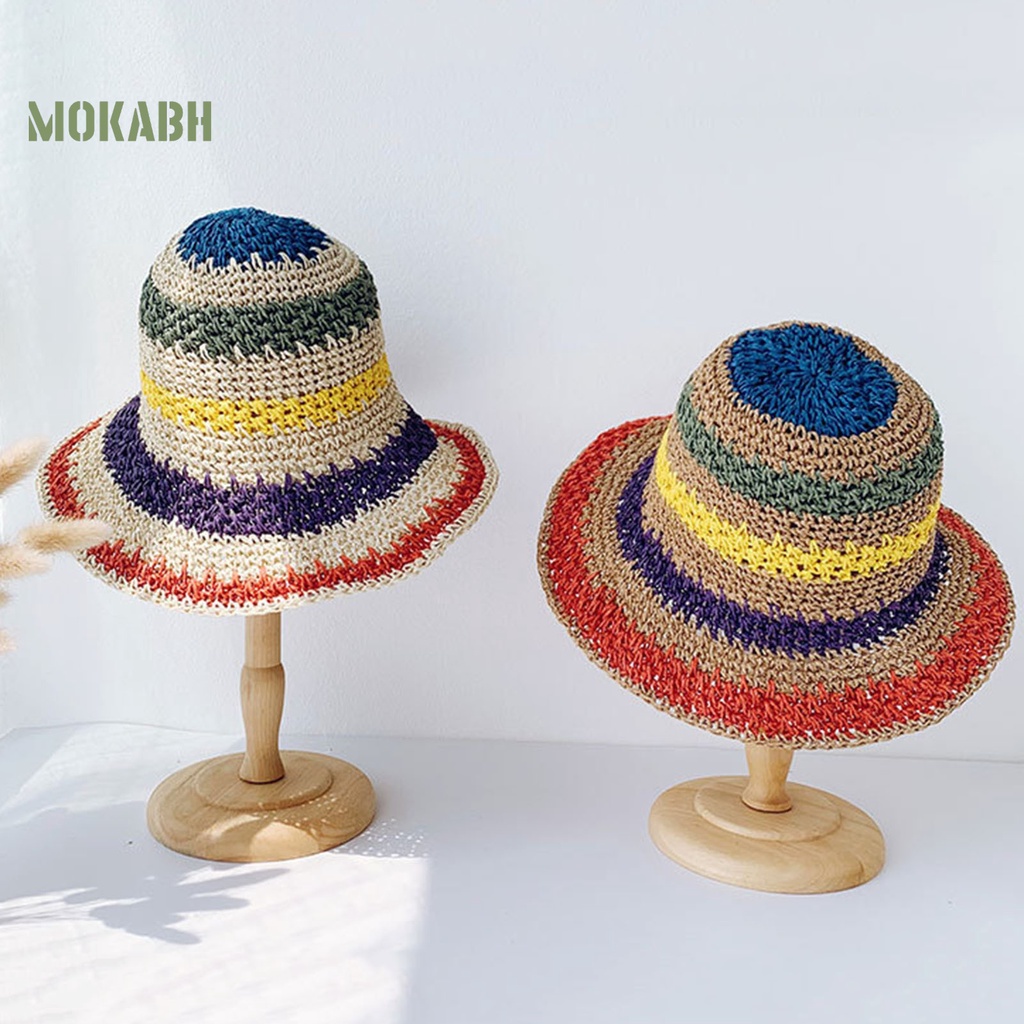 Nón Tai Bèo Màu Cầu Vồng Thoáng Khí Một Kích Thước Vừa Vặn Cho Nữ