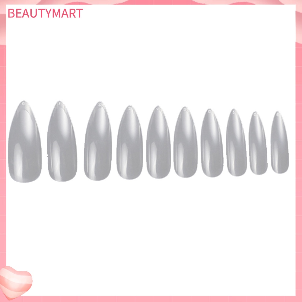 Bộ 500 Móng Tay Giả Đầu Tròn Bằng Acrylic Trong Suốt