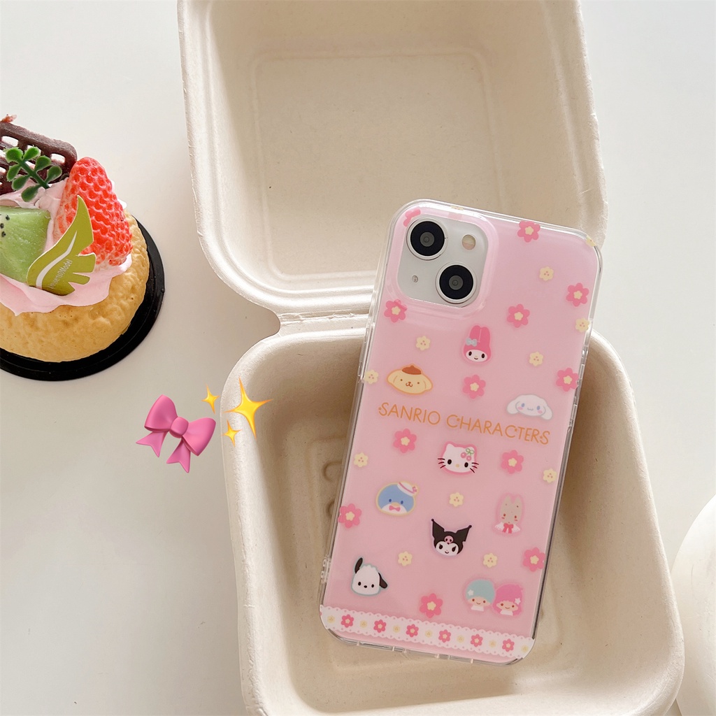 Ốp Điện Thoại TPU Mềm Trong Suốt Hai Mặt Họa Tiết Hoạt Hình Sanrio Cho iPhone 11 13 12 14 Pro Max