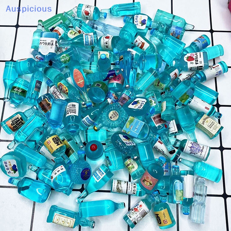 Set 10 Chai Kem / Đồ Uống Ba Chiều Trong Suốt Màu Xanh Ngẫu Nhiên DIY