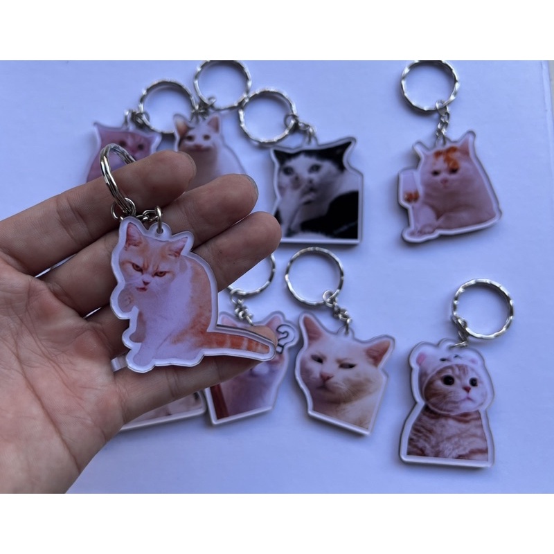 Móc khoá mica mèo meme cute đáng yêu