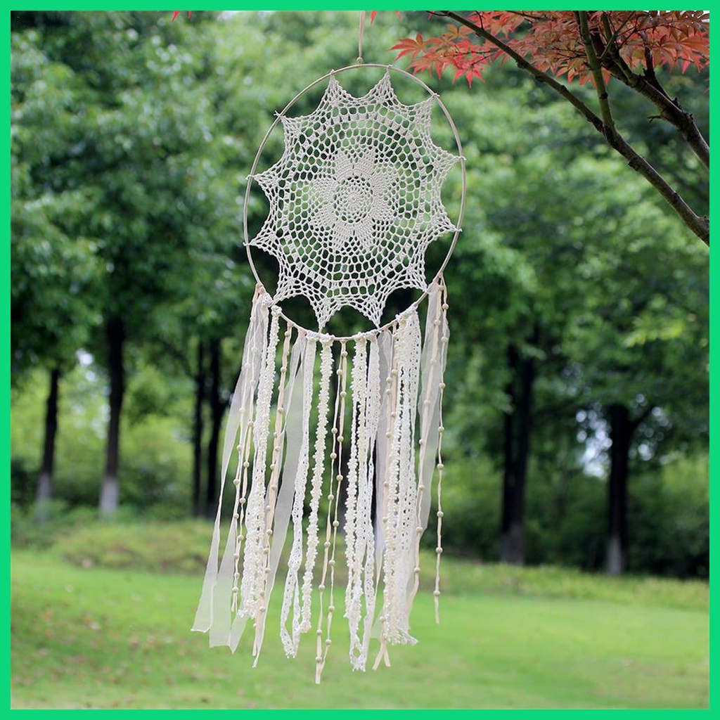 Vòng Bắt Giấc Mơ Phối Ren Tua Rua Phong Cách Bohemian Dùng Trang Trí Phòng Ngủ Cho Nữ