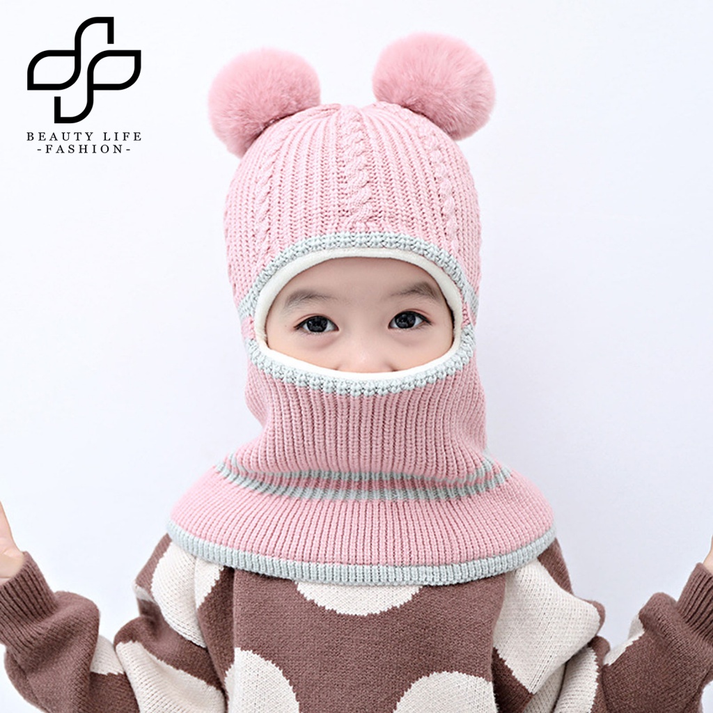 Beautylifefashion Mũ Dệt Kim Trùm Đầu Giữ Ấm Mùa Đông Kèm Chụp Tai Và Băng Đô Dành Cho Bé