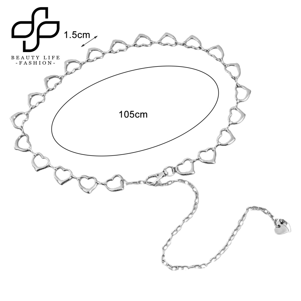 Dây Xích Thắt Lưng Mạ Bạc Bóng Cao Thanh Lịch Gợi Cảm Trang Trí Hình Trái Tim Cho Nữ Mặc Hàng Ngày