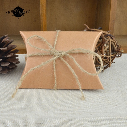 Set 50 Hộp Giấy Kraft Hình Gối Dùng Để Đựng Quà / Kẹo Cưới