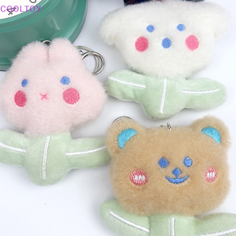 Móc Khóa Hình Gấu / Thỏ 3D Bằng Lông Nhung Dễ Thương Xinh Xắn