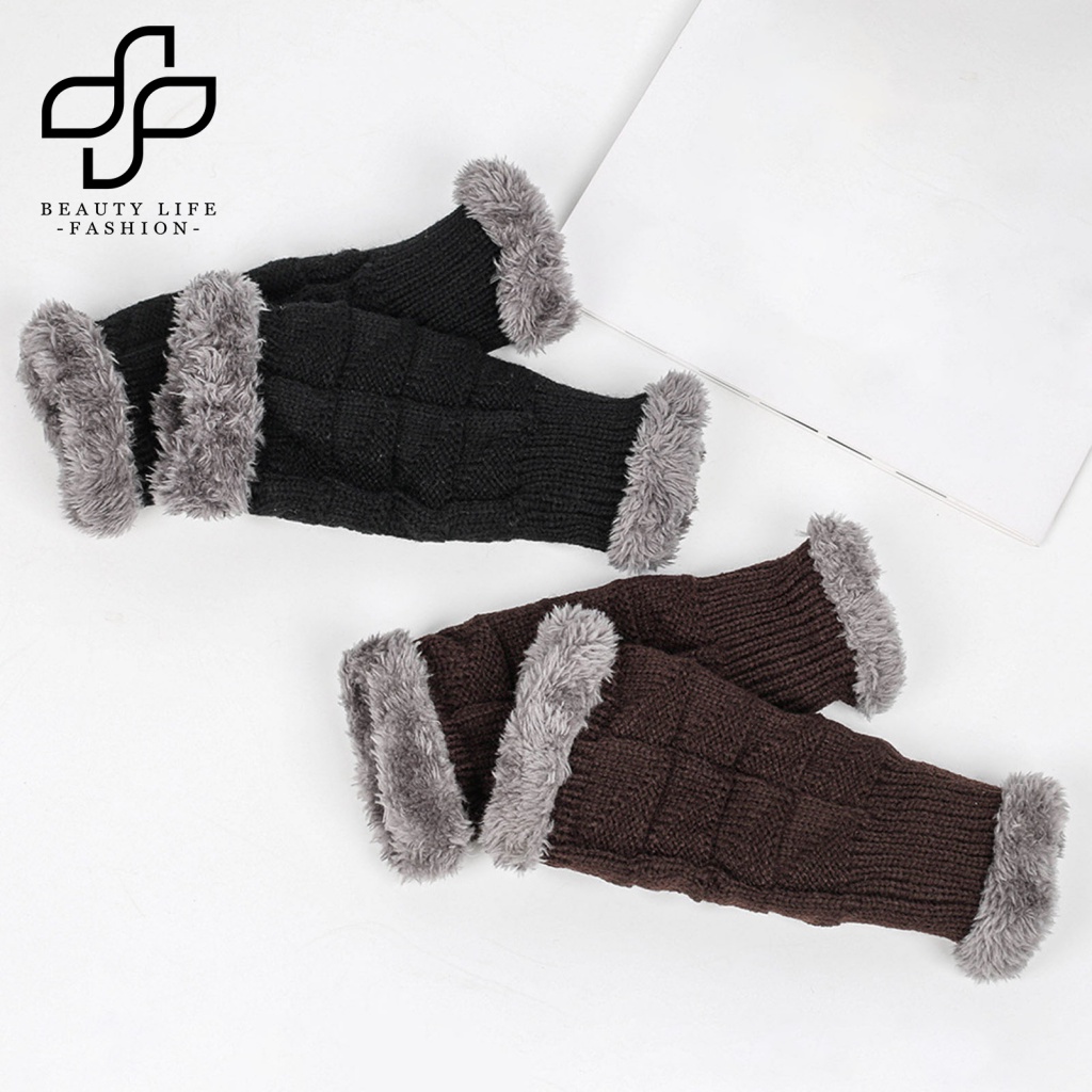 1 Đôi Găng Tay Hở Ngón Chống Gió Mùa Đông Màu Trơn