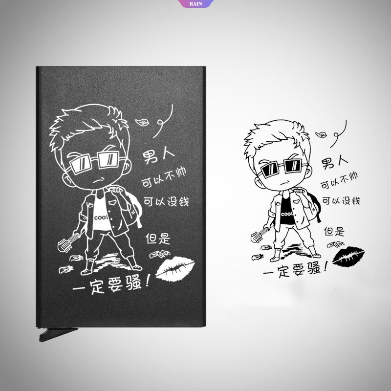 Ví Nhôm Mini Đựng Thẻ Tín Dụng / Danh Thiếp Tự Động Bật Lên In Họa Tiết Hoạt Hình Dễ Thương