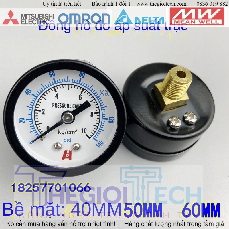 Đồng Hồ Đo Áp Suất Trục Y-40Z, Đồng Hồ Đo Áp Suất Khí nén, Áp Suất Nước 5Kg 10Kg Y-60Z Y-50Z 1Mpa - 50Z0-10Kg Ren1/4pt