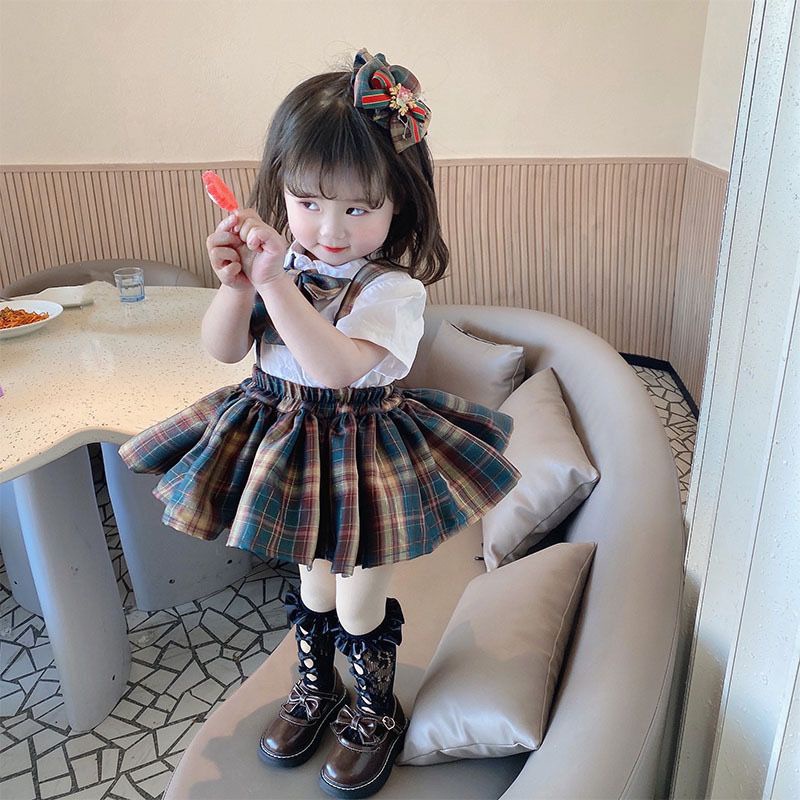 Bộ Áo Váy Yếm Phong Cách Mới Mùa Hè 2023 Cho Bé Gái