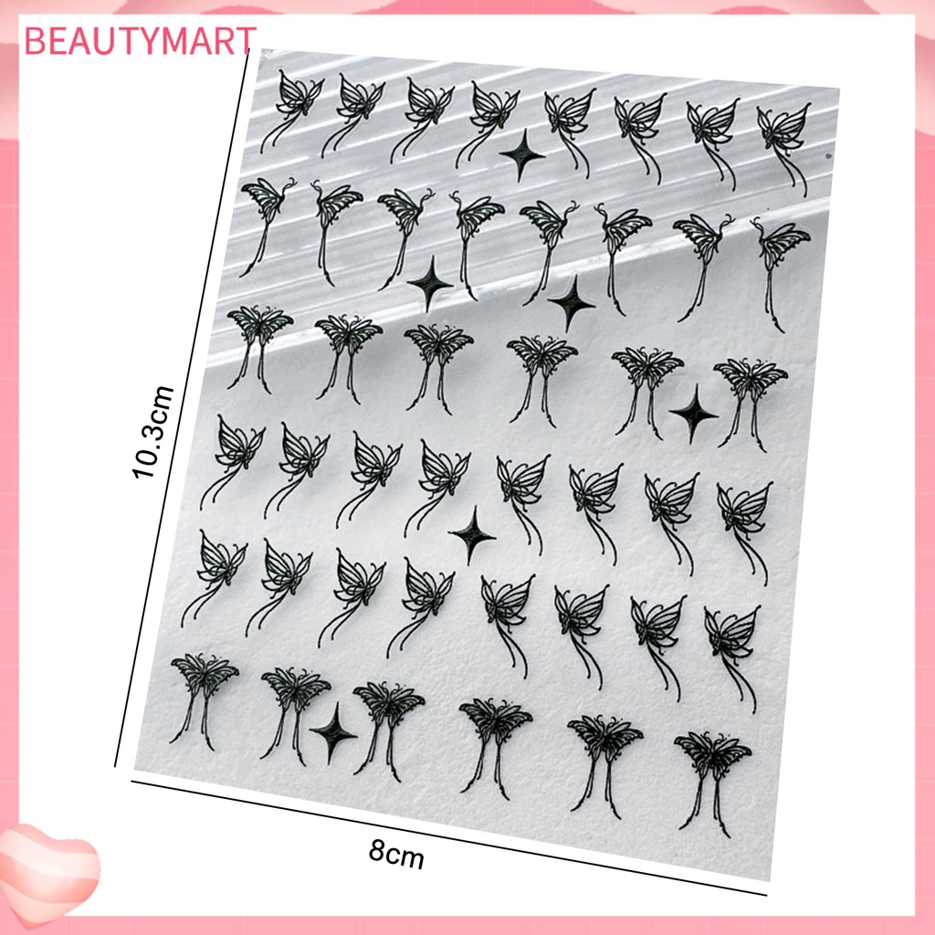 Miếng Dán Trang Trí Móng Tay Hình Bướm Trắng Đen Mini Chống Rơi DIY