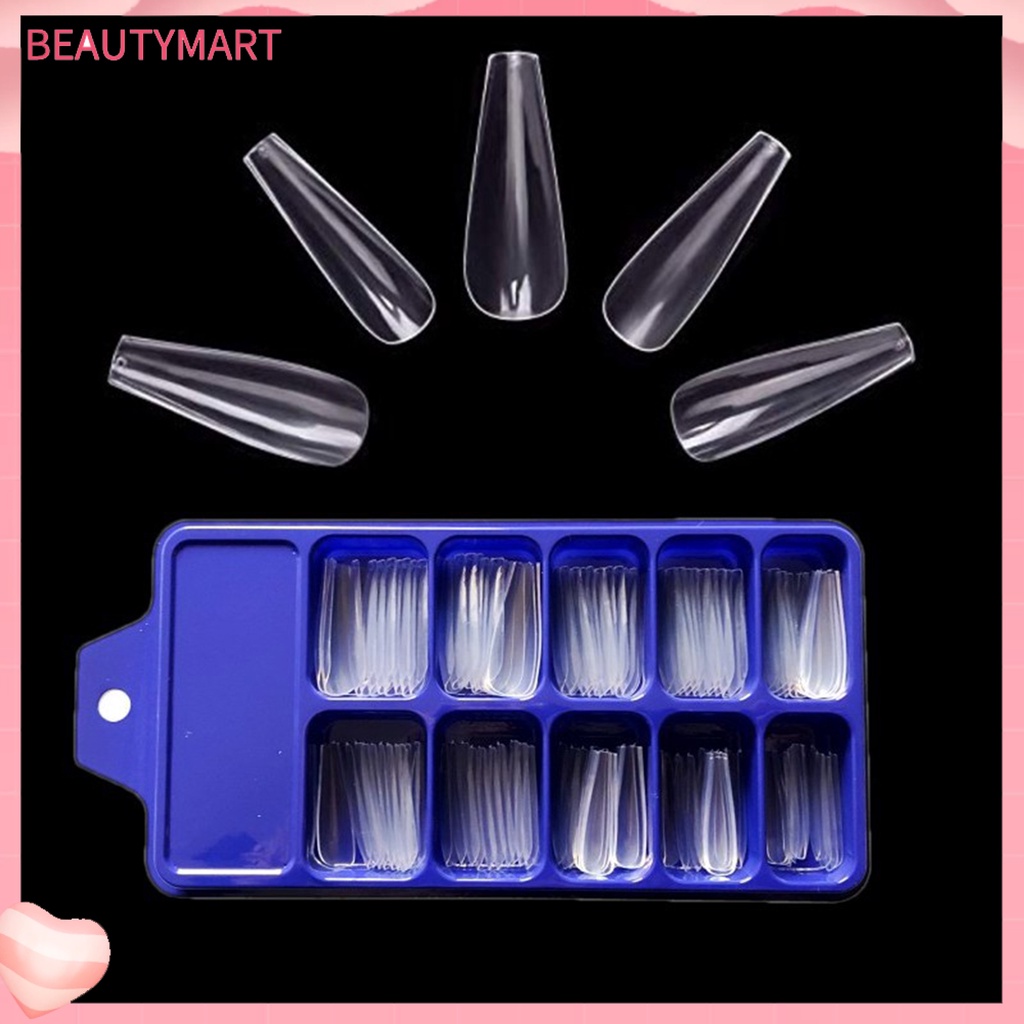 Bộ 100 Móng Tay Giả Trong Mờ Không Cần Keo Dán Thời Trang